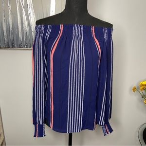 Off the Shoulder Striped Blouse